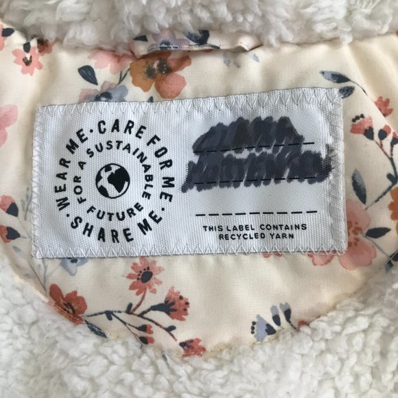 George Girls Floral Jacket Toddler Pink Age 18-24 Mos Faux Sherpa Lined Hooded - Picture 6 of 8